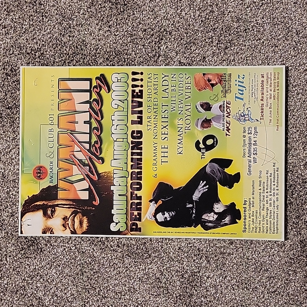 2003 Kymani Marley Concert Poster